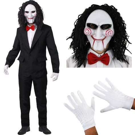 Billy puppet costume - Billy is a puppet that has appeared in the Saw franchise. It was used by John "Jigsaw" Kramer, often appearing on a television screen, or occasionally in person, to describe the details of the traps and the means by which the test subjects could survive. In the film series, before becoming the Jigsaw Killer, John created a puppet similar to ... 